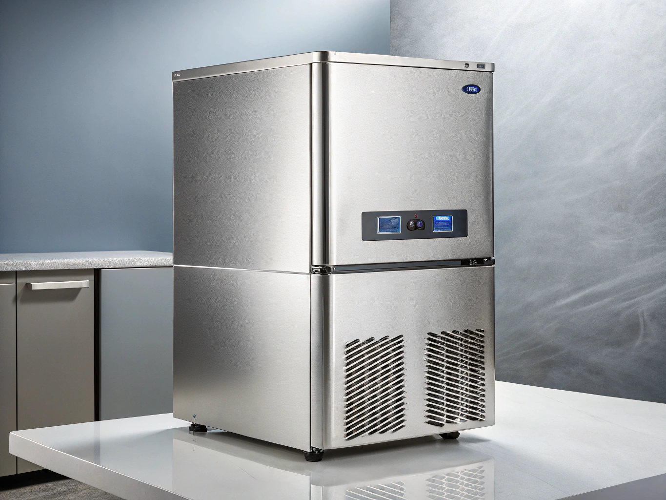 Commercial modular ice maker machine producing clear ice cubes