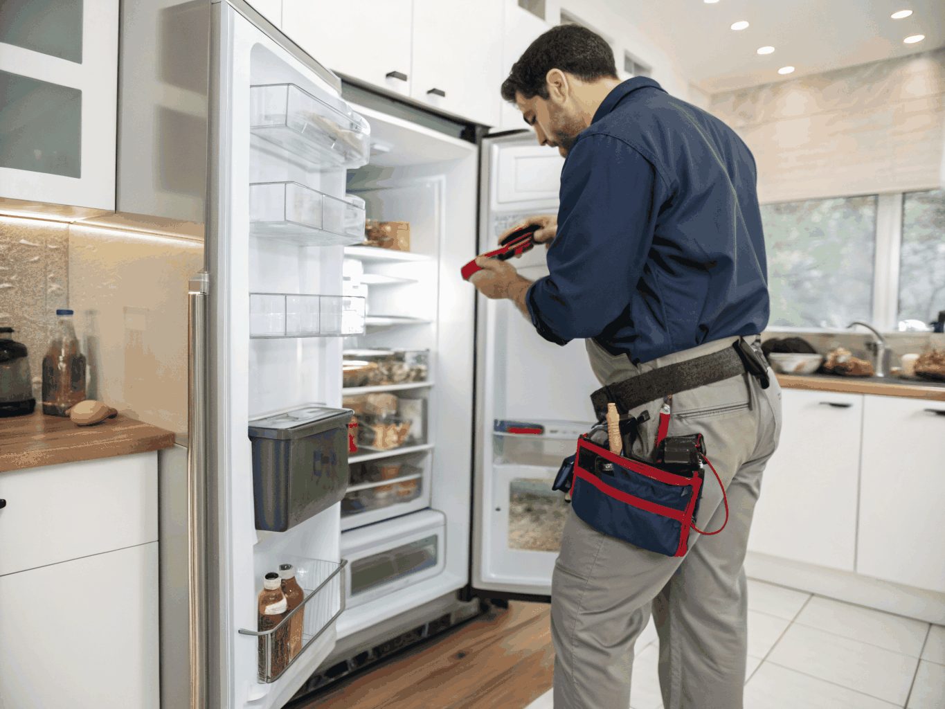 Upright freezer interior diagnosis and frost buildup repair
