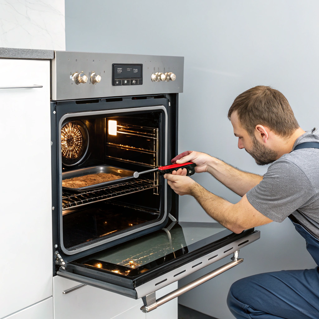 Wall oven temperature sensor and bake element replacement