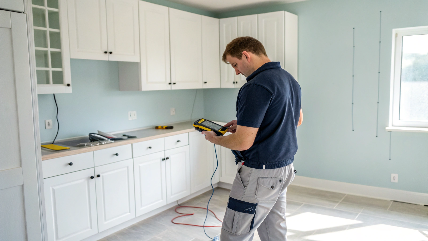 Roswell appliance repair technician calibrating a wall oven